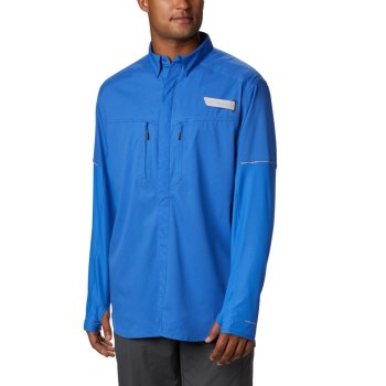 Columbia PFG Force XII Zero Long Sleeve Hybrid, Camisa Azules Para Hombre | 724580-DMU